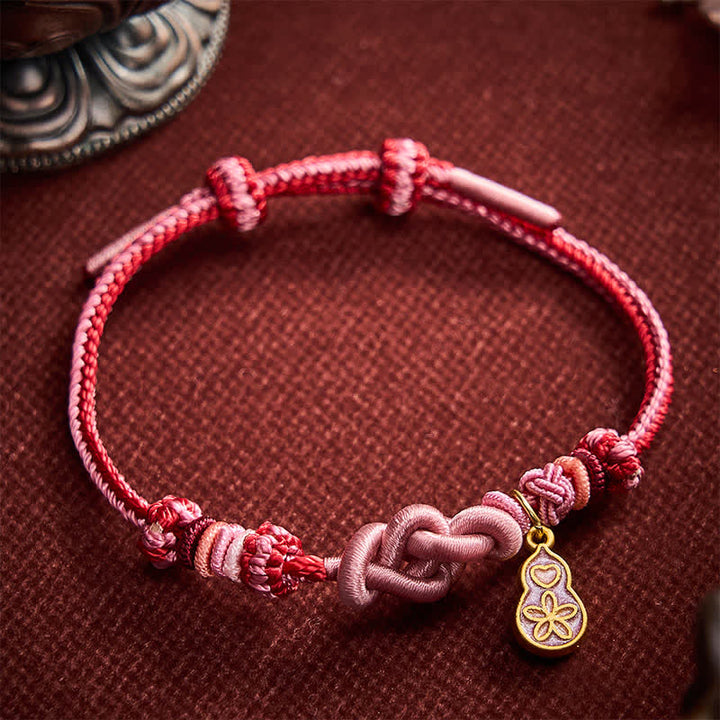 Buddha Stones Hand-Woven "Get Rich Quickly" Gourd Strength Pink String Bracelet - image 3
