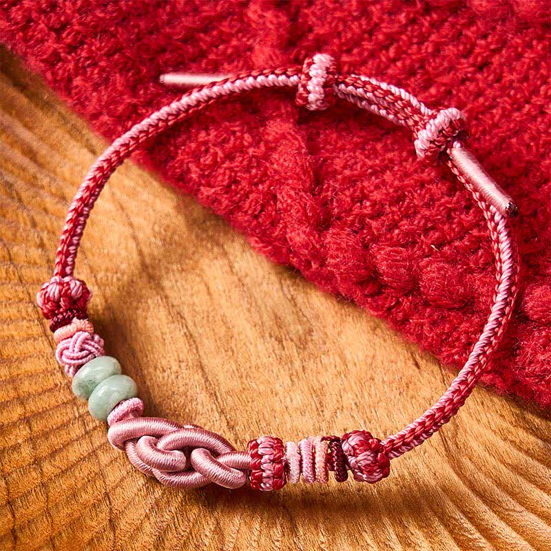 Buddha Stones Hand-Woven Jade Beads Luck Pink String Bracelet - image 2