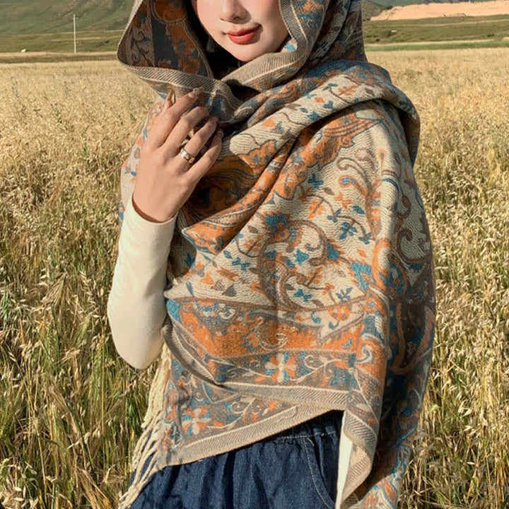 Buddha Stones Tibetan Flower Branch Tassel Shawl Cozy Travel Scarf Wrap - image 6