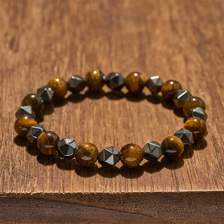 Buddha Stones Tiger Eye Hematite Faceted Strength Bracelet - image 13