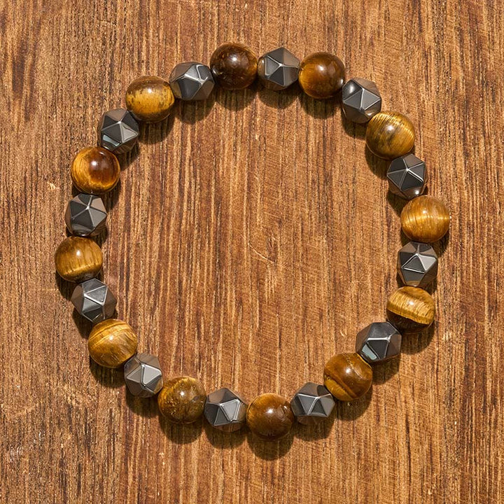 Buddha Stones Tiger Eye Hematite Faceted Strength Bracelet - image 12