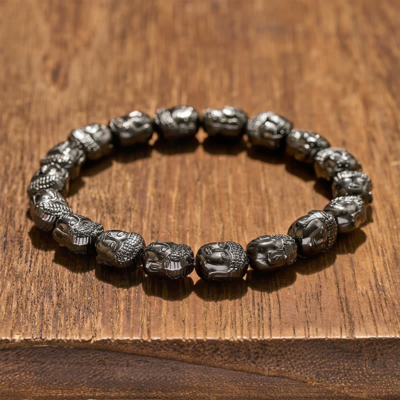 Buddha Stones Hematite Buddha Focus Beads Bracelet - image 1