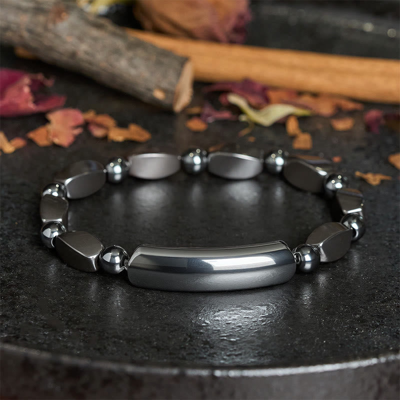 Buddha Stones Hematite Grounding Minimalist Bar Bead Powerful Bracelet - image 4
