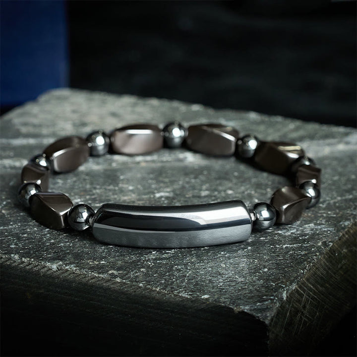 Buddha Stones Hematite Grounding Minimalist Bar Bead Powerful Bracelet - image 3