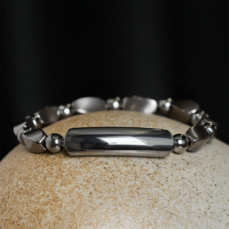 Buddha Stones Hematite Grounding Minimalist Bar Bead Powerful Bracelet - image 2