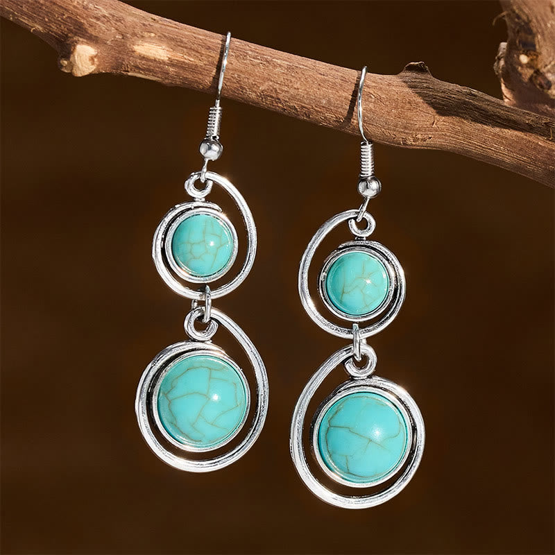 Buddha Stones Turquoise Beads Balance Long Drop Earrings - Turquoise(Purification ♥ Serenity) - image 0