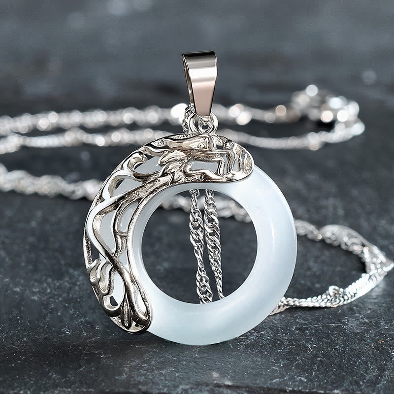 Buddha Stones Cat's Eye Dragon Peace Buckle Intuition Necklace - image 2