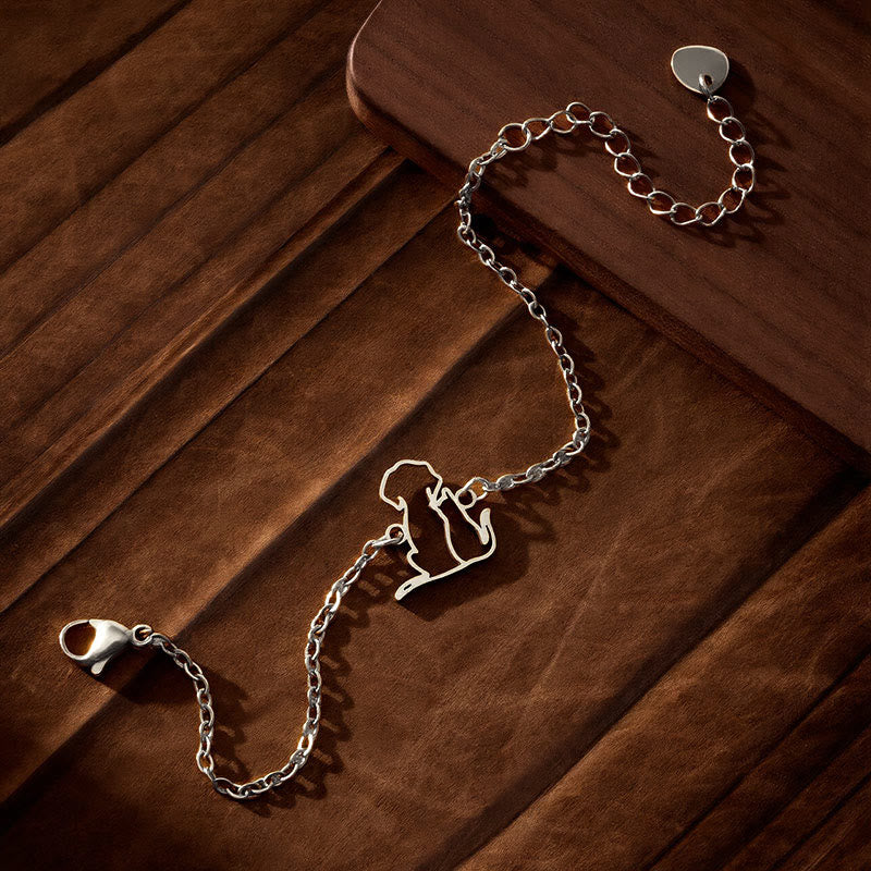 Buddha Stones Titanium Steel Minimalist Dog Cat Pendant Protection Chain Bracelet - image 7