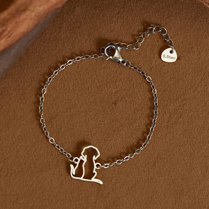 Buddha Stones Titanium Steel Minimalist Dog Cat Pendant Protection Chain Bracelet - image 6