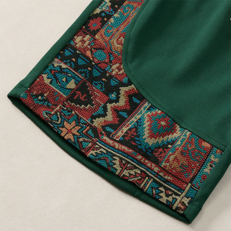 Buddha Stones Summer Boho Drawstring Elastic Waist Geometric Trim Men's Shorts With Pockets - image 6