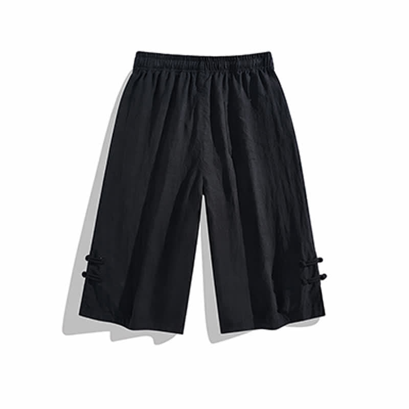 Buddha Stones Summer Casual Boho Drawstring Solid Half Pants Men's Straight Leg Pants With Pocket - image 14