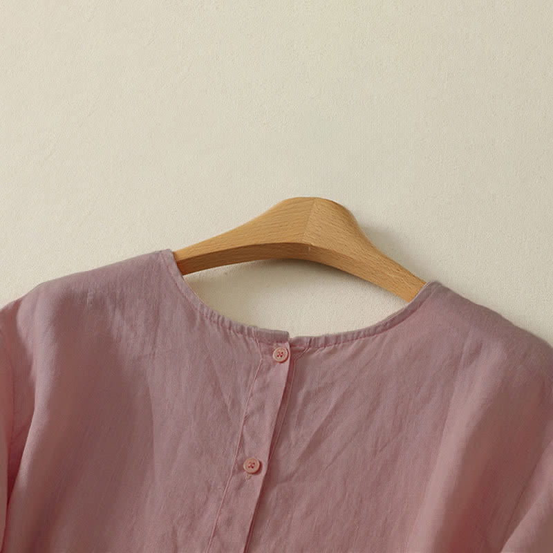 Buddha Stones Summer Casual Minimalist Ruffle Hem Solid Women's Short Sleeve T-Shirts - image 5