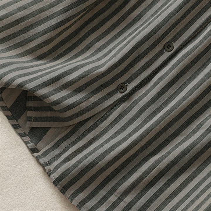 Buddha Stones Summer Casual Button-Up Striped Women's Short Sleeve Shirts With Patch Pocket - image 7