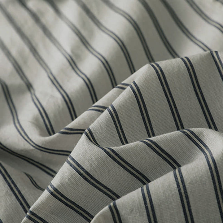 Buddha Stones Spring Summer Casual Minimalist Button-Up Striped Contrast Trim Women's Long Sleeve Shirts With Patch Pocket - image 9