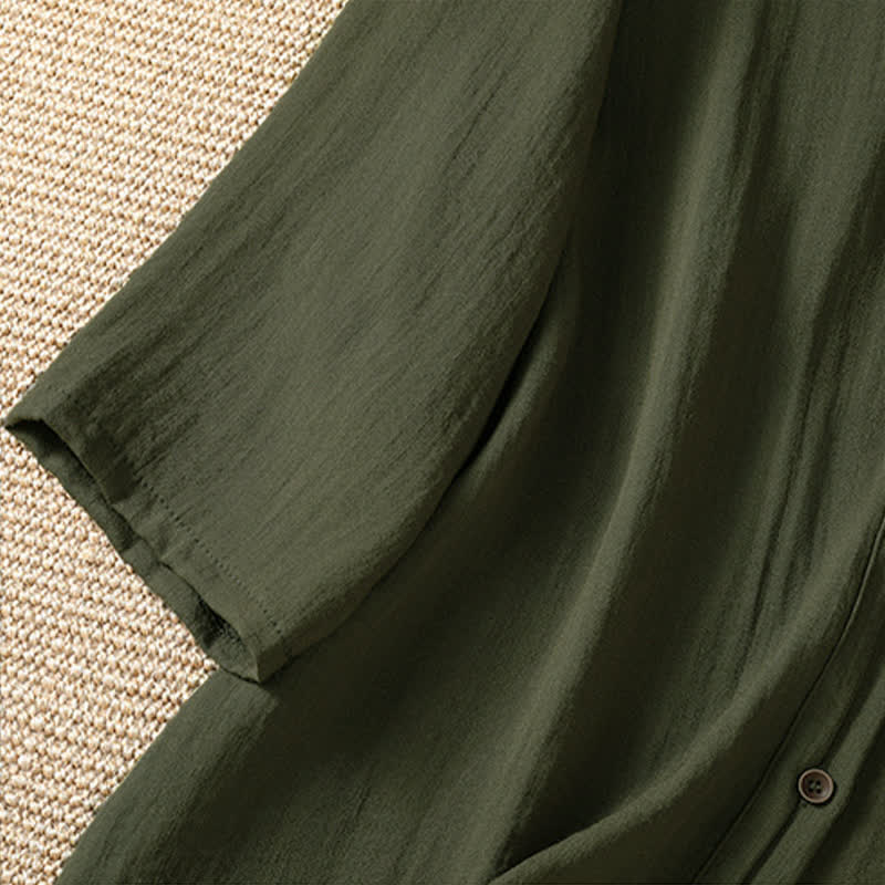 Buddha Stones Spring Casual Minimalist Button-Up Solid Women's Three-Quarter Sleeve Shirts With Patch Pocket - image 19
