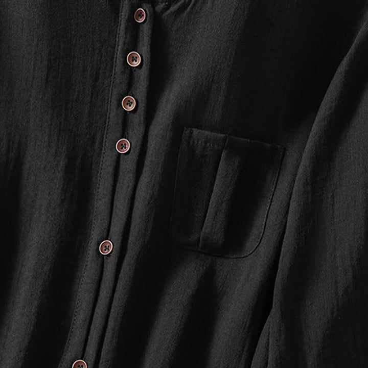 Buddha Stones Spring Casual Minimalist Button-Up Solid Women's Three-Quarter Sleeve Shirts With Patch Pocket - image 24