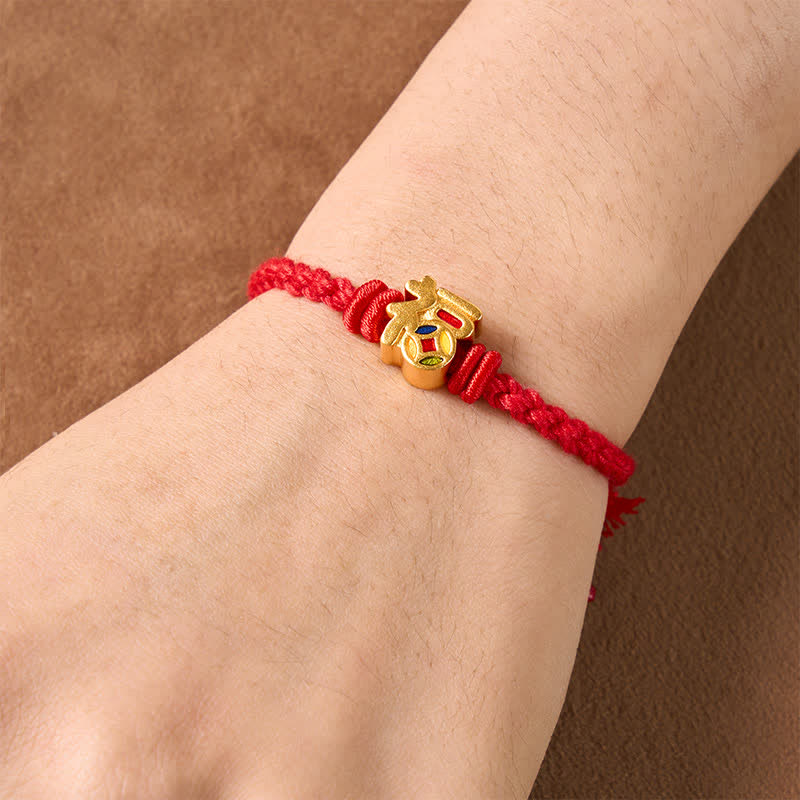 Buddha Stones Fu Character Red String Balance Tibet Adjustable Bracelet - image 4