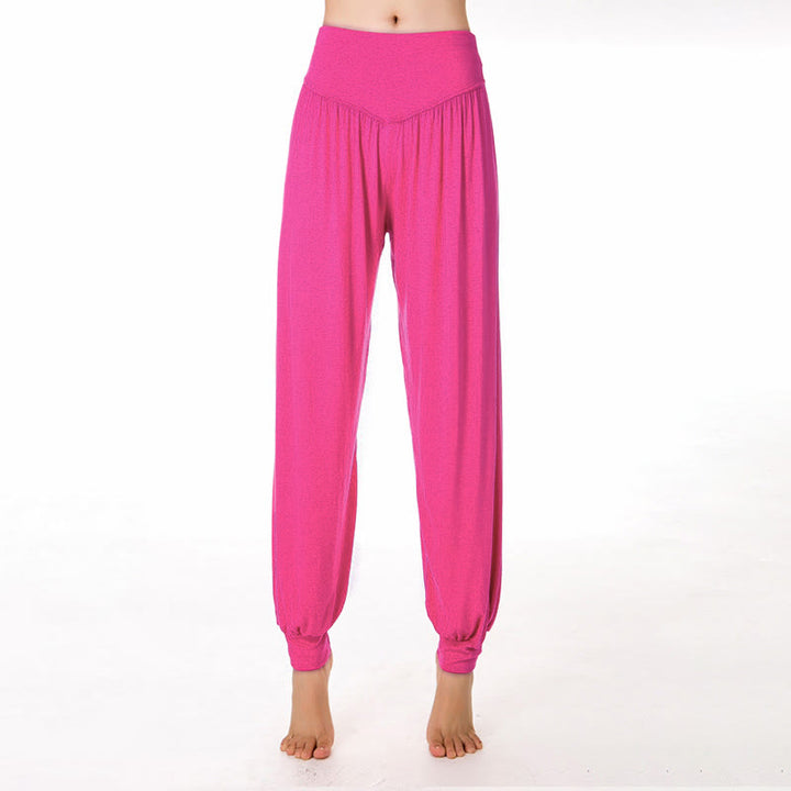 Buddha Stones Plain Color Loose Modal Yoga Dance Harem Pants - HotPink - US12，UK/AU16，EU44 (3XL) - image 22