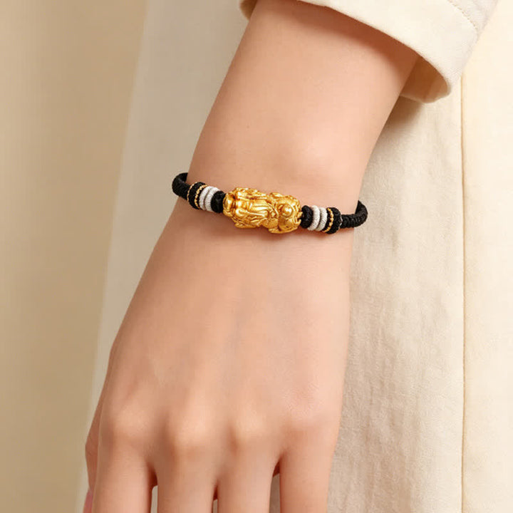 Buddha Stones White Agate Copper Pi Xiu Auspicioisness Hand-Woven Bracelet - image 2