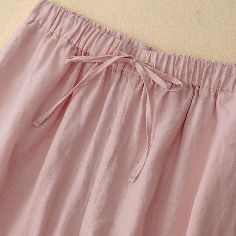 Buddha Stones Summer Elastic Waist Women's Capri Cropped Wide Leg Pants With Pockets - image 7
