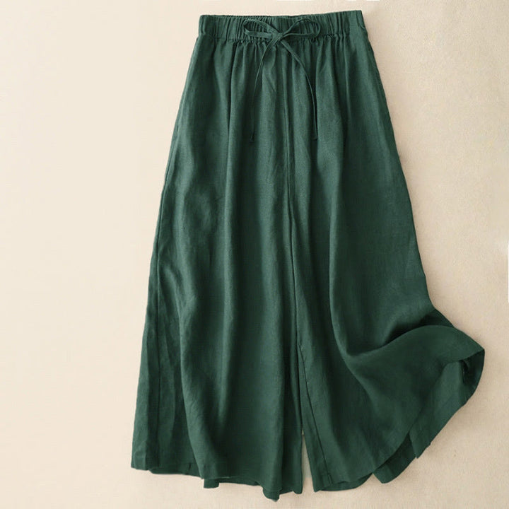 Buddha Stones Summer Elastic Waist Women's Capri Cropped Wide Leg Pants With Pockets - SeaGreen - US14，UK/AU18，EU46 (3XL) - image 23