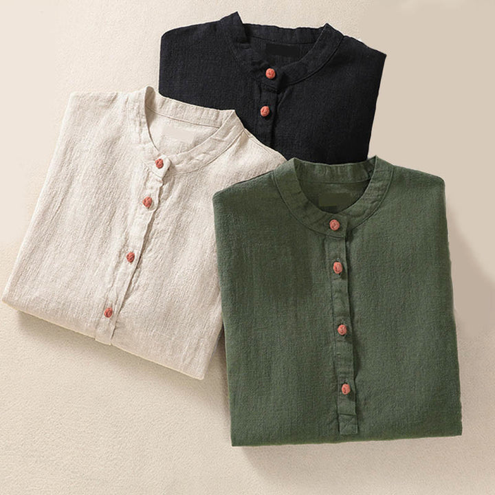 Buddha Stones Casual Buttons Crew Neck Women's Long Sleeve Shirt With Pockets - image 27