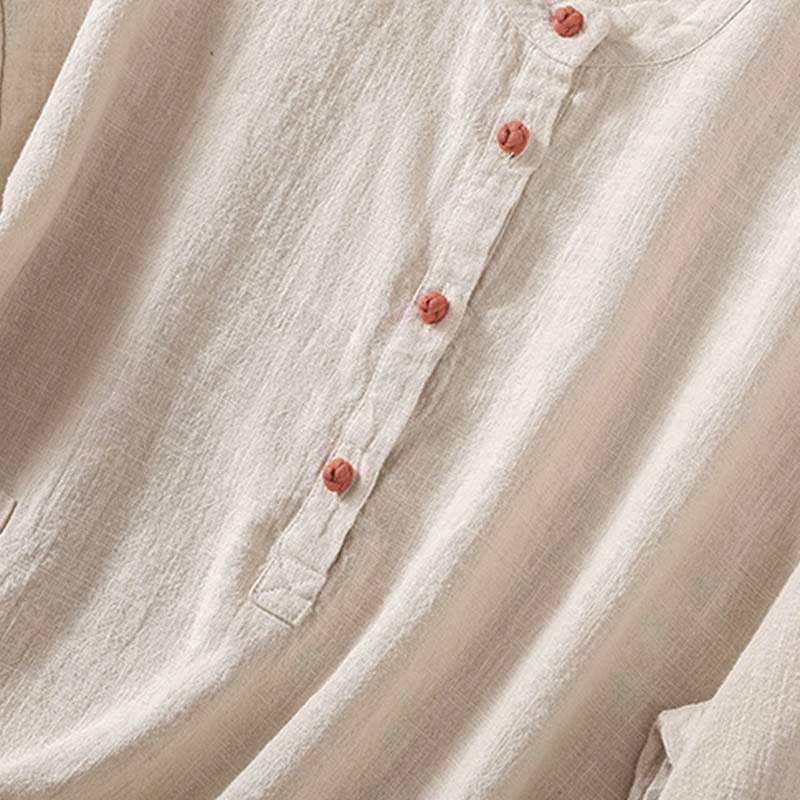 Buddha Stones Casual Buttons Crew Neck Women's Long Sleeve Shirt With Pockets - image 20