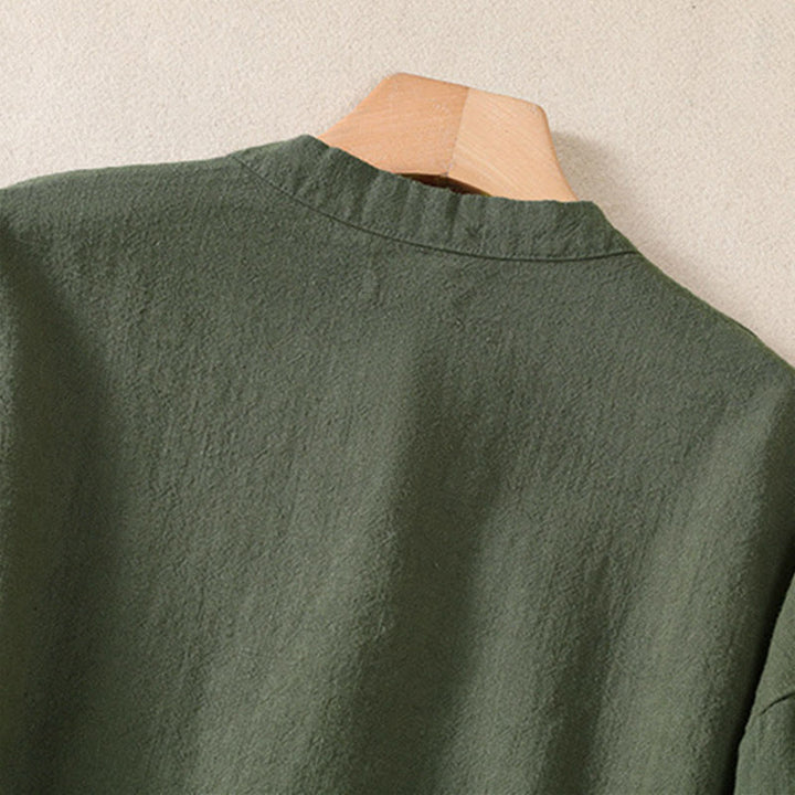 Buddha Stones Casual Buttons Crew Neck Women's Long Sleeve Shirt With Pockets - image 3