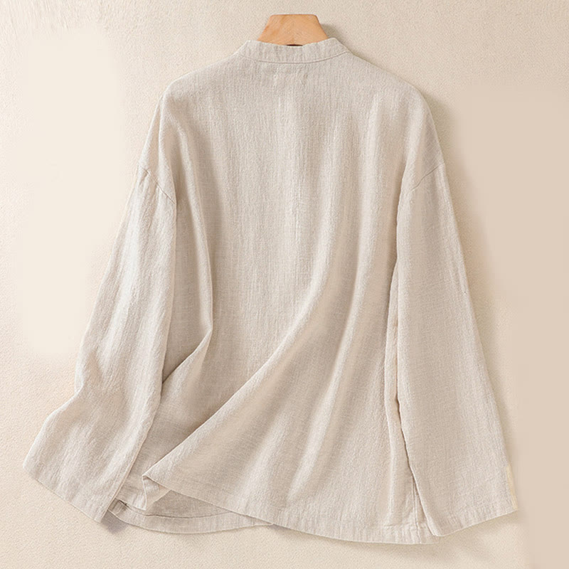 Buddha Stones Casual Buttons Crew Neck Women's Long Sleeve Shirt With Pockets - image 17