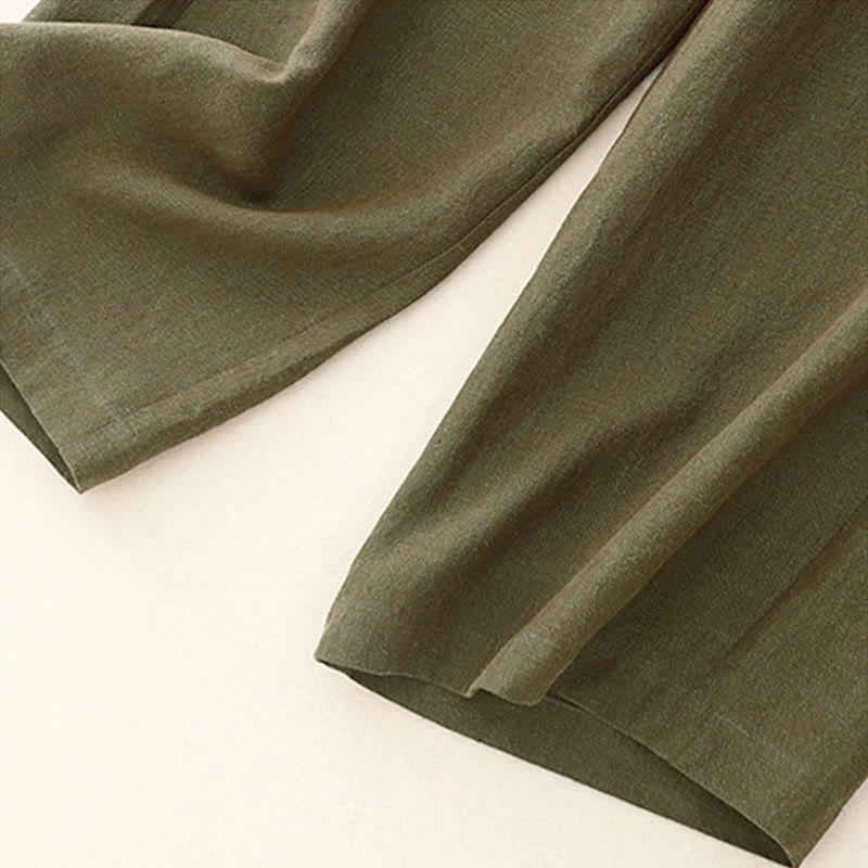 Buddha Stones Casual Plain Women's Elastic Waist  Wide Leg Pants With Pockets - image 3