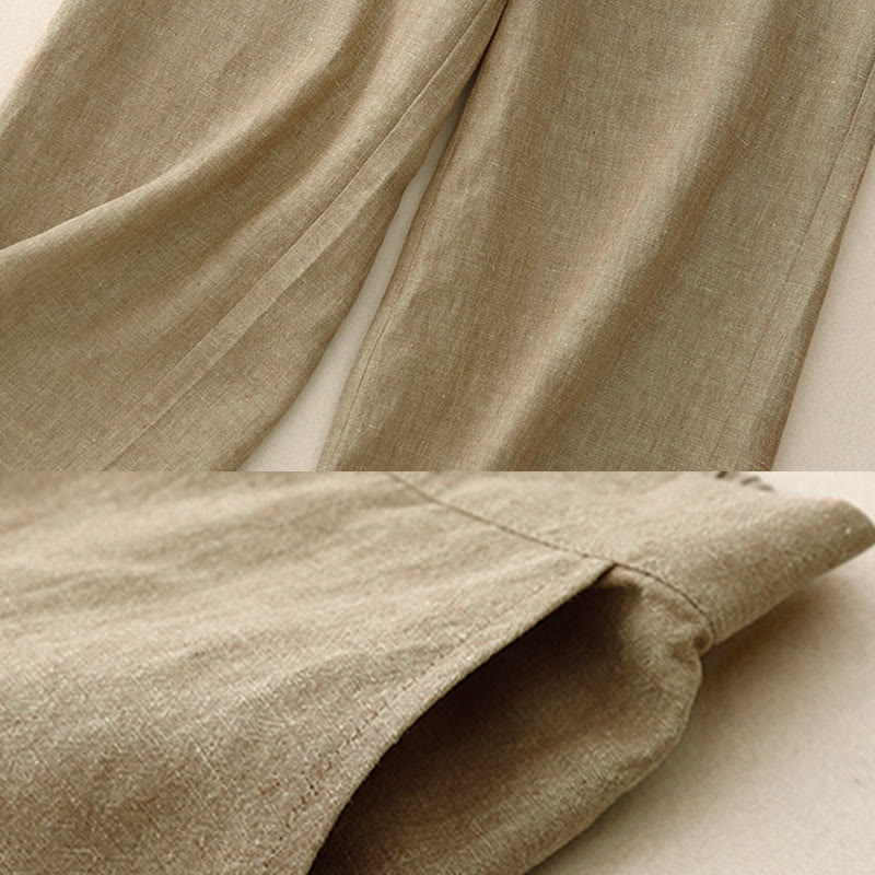 Buddha Stones Casual Plain Women's Elastic Waist  Wide Leg Pants With Pockets - image 10
