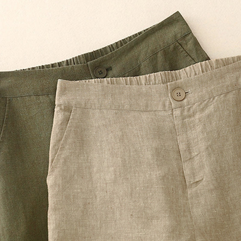 Buddha Stones Casual Plain Women's Elastic Waist  Wide Leg Pants With Pockets - image 13
