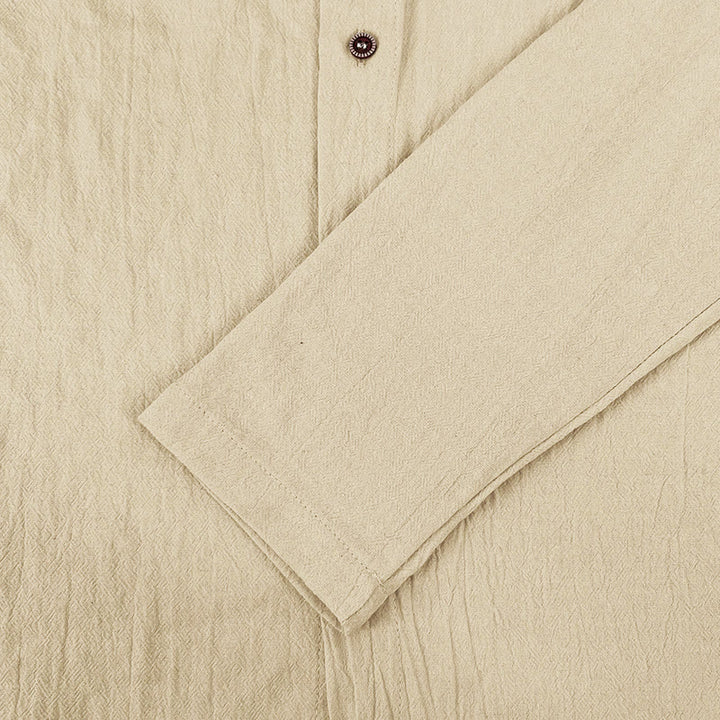 Buddha Stones Solid Color Long Sleeve Hooded Drawstring Buttons Men's Shirt - image 16