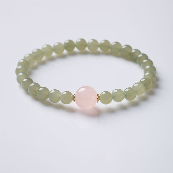 Buddha Stones Jade Rose Quartz Harmony New Chinese Style Bracelet - image 1