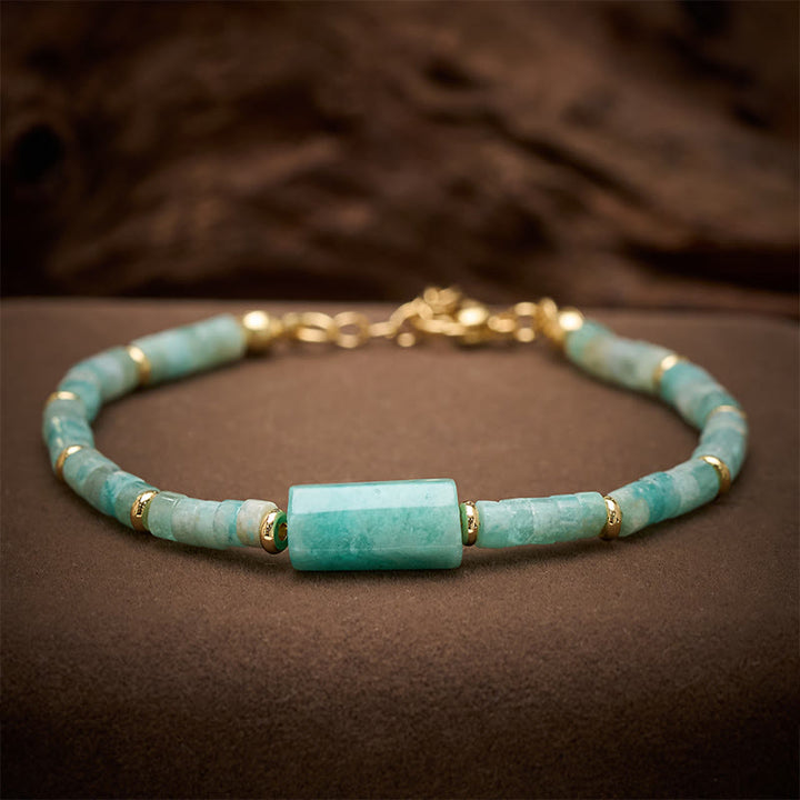 Buddha Stones Amethyst Amazonite Strawberry Quartz Sodalite Truth Faceted Cylinder Accent Bracelet - Amazonite(Wrist Circumference: 5.9–7.1 in / 15–18 cm) - image 4