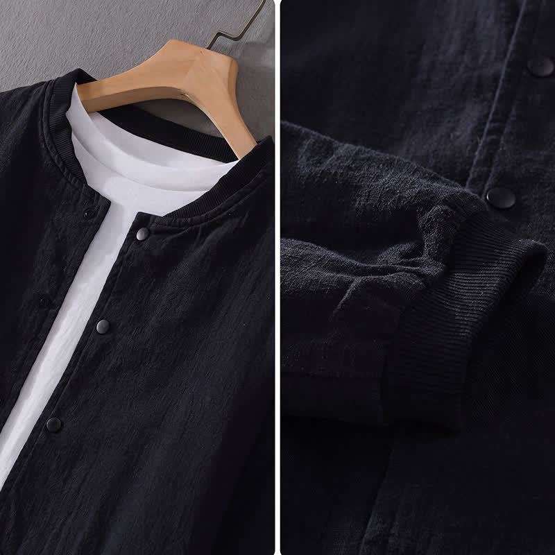 Buddha Stones Spring Casual Minimalist Button-Up Solid Men's Jacket With Pockets - image 11