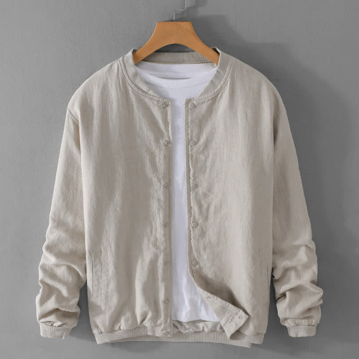 Buddha Stones Spring Casual Minimalist Button-Up Solid Men's Jacket With Pockets - Beige - US/UK/AU42，EU52 (3XL) - image 0