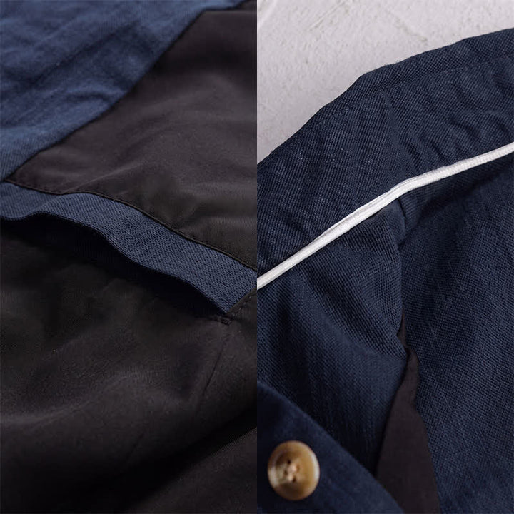 Buddha Stones Fall Casual Vintage Button-Up Solid Linen Men's Jacket With Pockets - image 13