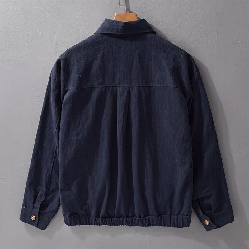 Buddha Stones Fall Casual Vintage Button-Up Solid Linen Men's Jacket With Pockets - image 10