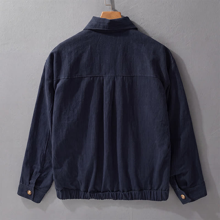 Buddha Stones Fall Casual Vintage Button-Up Solid Linen Men's Jacket With Pockets - image 10