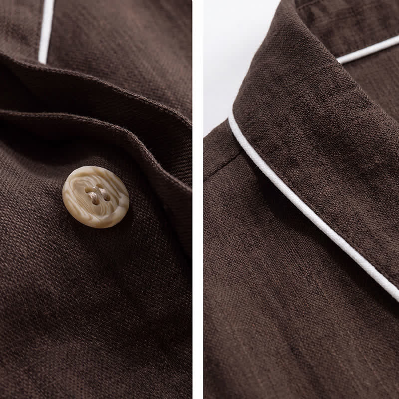 Buddha Stones Fall Casual Vintage Button-Up Solid Linen Men's Jacket With Pockets - image 3