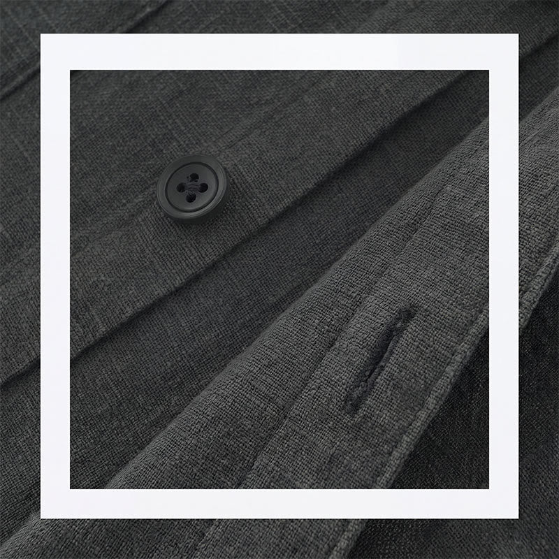 Buddha Stones Fall Casual Minimalist Button-Up Solid Ramie Men's Jacket With Pockets - image 8