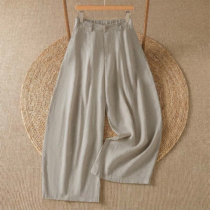 Buddha Stones Spring Summer Casual Solid Zipper Design Ankle Pants Women's Wide Leg Pants With Pocket - Tan - US8-10, UK/AU12-14, EU40-42 (2XL) - image 0