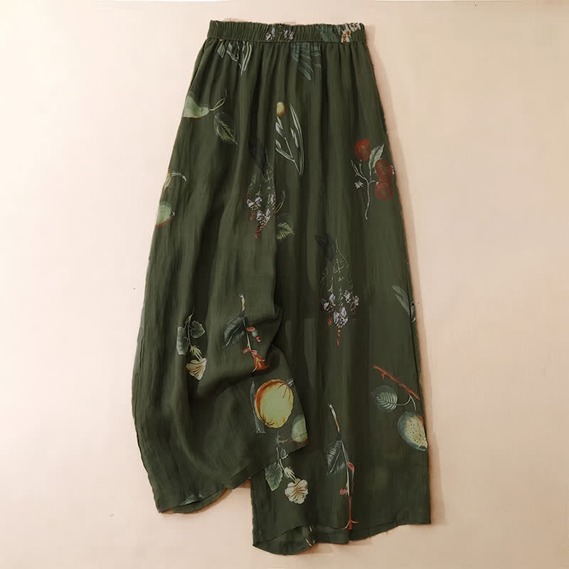 Buddha Stones Spring Summer Boho Floral Ankle Pants Women's Wide Leg Pants With Pockets - DarkOliveGreen - US12, UK/AU16, EU44 (2XL) - image 6