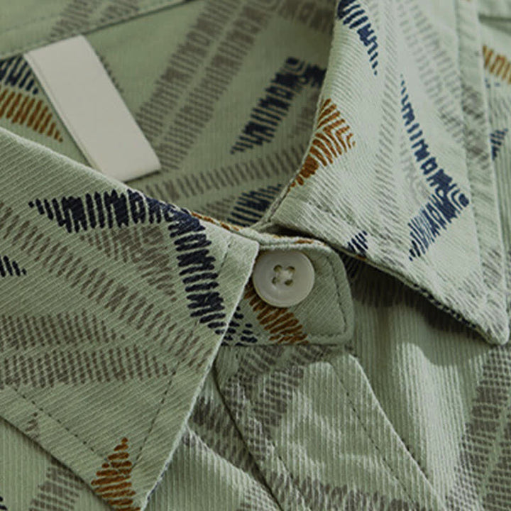 Buddha Stones Spring Fall Casual Boho Button-Up Geometric Cotton Men's Long Sleeve Shirts With Pocket - image 8
