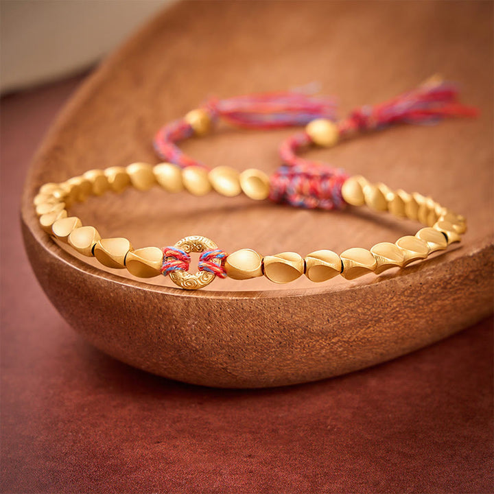 Buddha Stones Tibetan Auspicious Cloud Peace Buckle Copper Beads String Bracelet - image 4