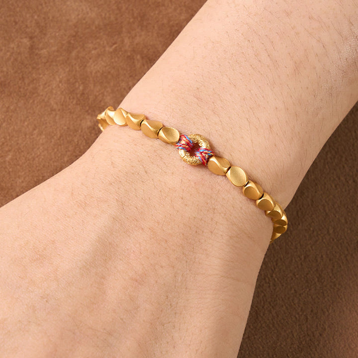 Buddha Stones Tibetan Auspicious Cloud Peace Buckle Copper Beads String Bracelet - image 5