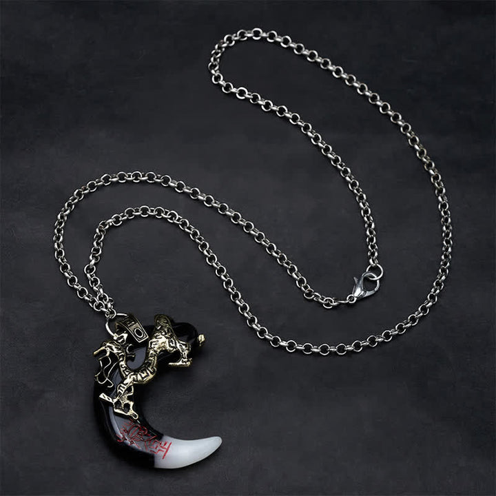 Buddha Stones Dragon Strength Crescent Pendant Necklace - image 9
