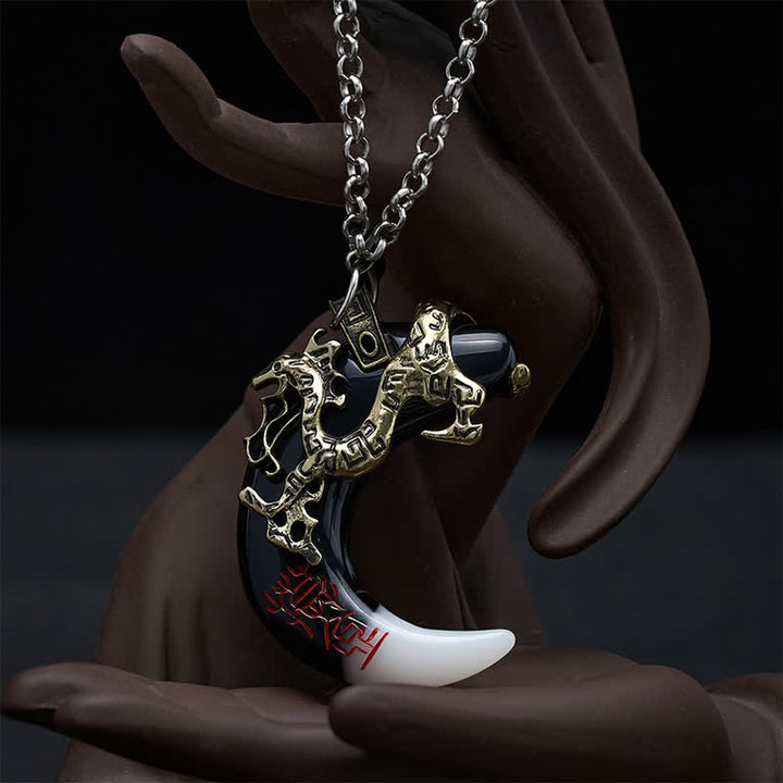 Buddha Stones Dragon Strength Crescent Pendant Necklace - image 12