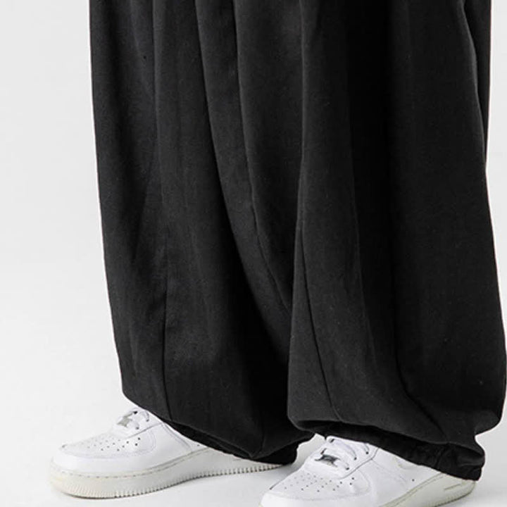 Buddha Stones Fall Casual Simple Drawstring Solid Cotton Long Pants Men's Straight Leg Pants With Pockets - image 16